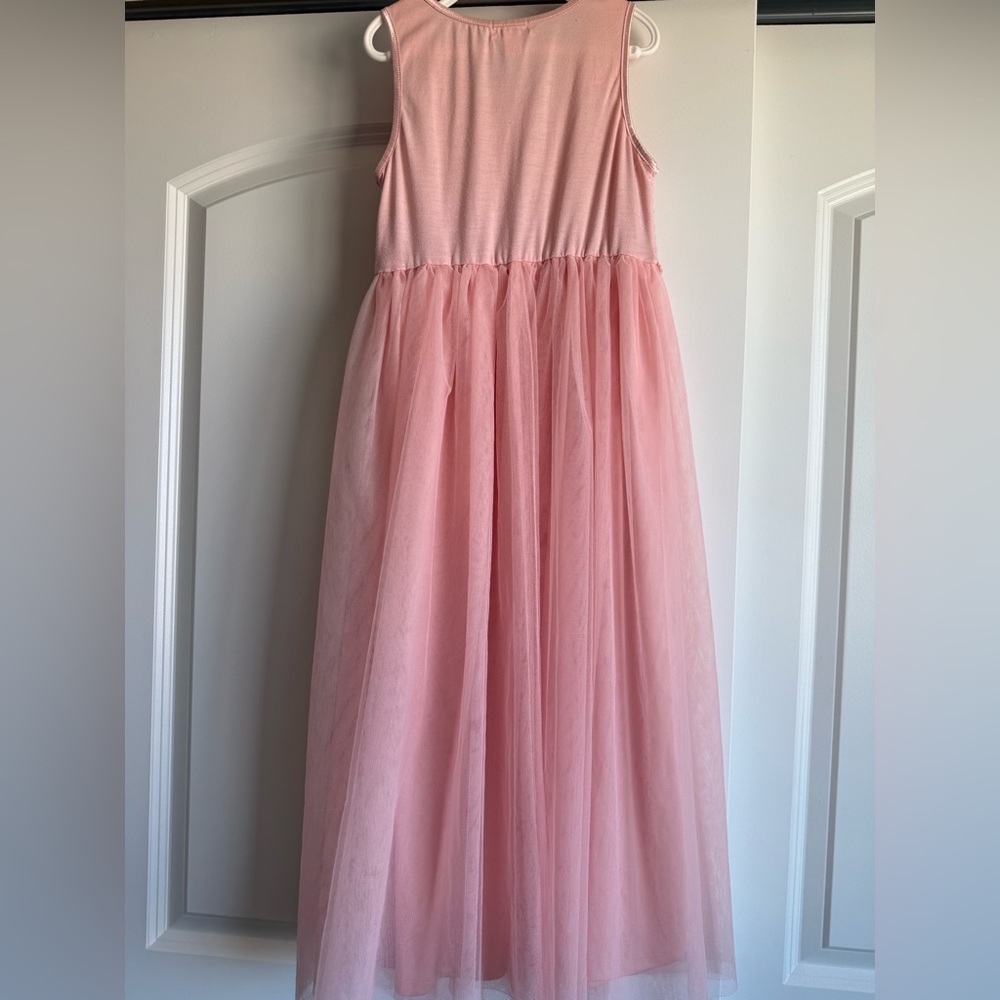 Cat & Jack Girls' Blush Pink Lace & Tulle Maxi Dress - Picture 2 of 3